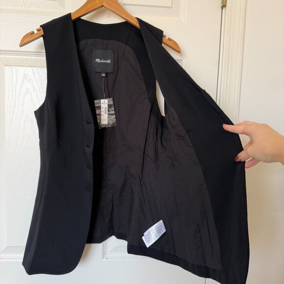 Madewell Cutaway Long Vest - NWT (4, Black) - Picture 10 of 12